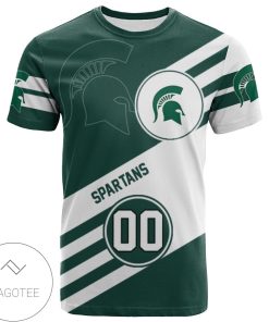 NCAA Michigan State Spartans Custom Number Green White T-Shirt
