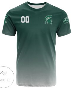 Alternative view of NCAA Michigan State Spartans Custom Text Number Green T-Shirt