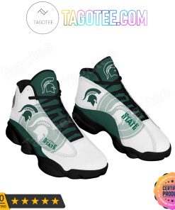 Alternative view of NCAA Michigan State Spartans Green White Air Jordan 13 Shoes