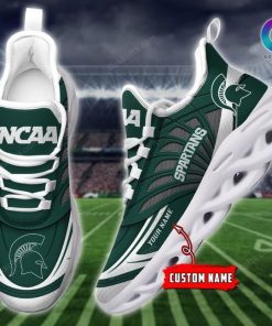 Alternative view of NCAA Michigan State Spartans Custom Name Green Max Soul Shoes