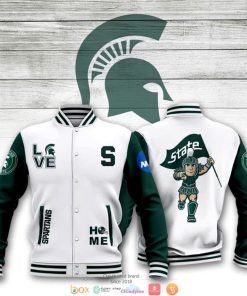 NCAA Michigan State Spartans White Baseball Jacket