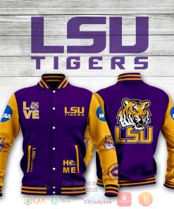 NCAA LSU Tigers Purple Gold Baseball Jacket