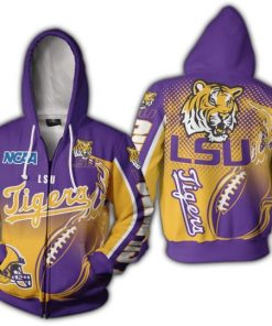 NCAA LSU Tigers Purple Gold Zip Up Hoodie