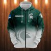 NCAA Michigan State Spartans Green White Logo Zip Up Hoodie