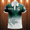 NCAA Michigan State Spartans Green White Logo Polo Shirt