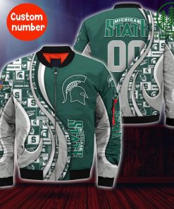 NCAA Michigan State Spartans Custom Number Green Bomber Jacket
