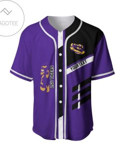 NCAA LSU Tigers Custom Text Purple Baseball Jersey