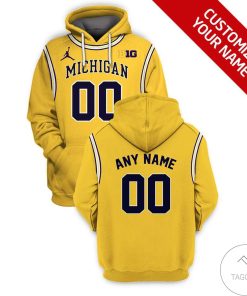 NCAA Michigan State Spartans Custom Name Number Yellow Pullover Hoodie