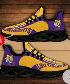 Alternative view of NCAA LSU Tigers Custom Name Gold Purple Max Soul Shoes