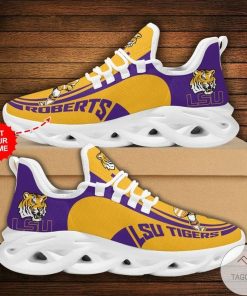 NCAA LSU Tigers Custom Name Gold Purple Max Soul Shoes