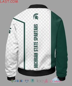 Alternative view of NCAA Michigan State Spartans White Green Bomber Jacket