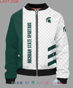NCAA Michigan State Spartans White Green Bomber Jacket
