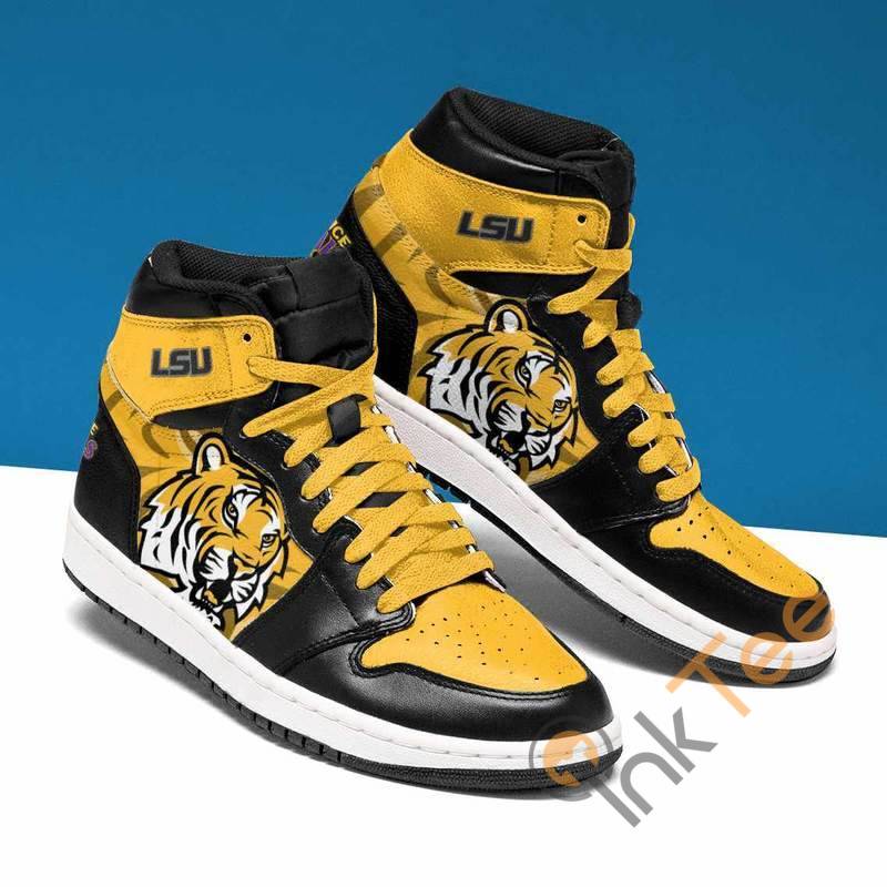 NCAA LSU Tigers Gold Air Jordan 1 High Sneakers