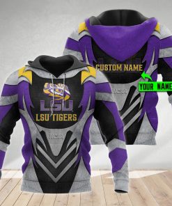 NCAA LSU Tigers Custom Name Metal Pullover Hoodie