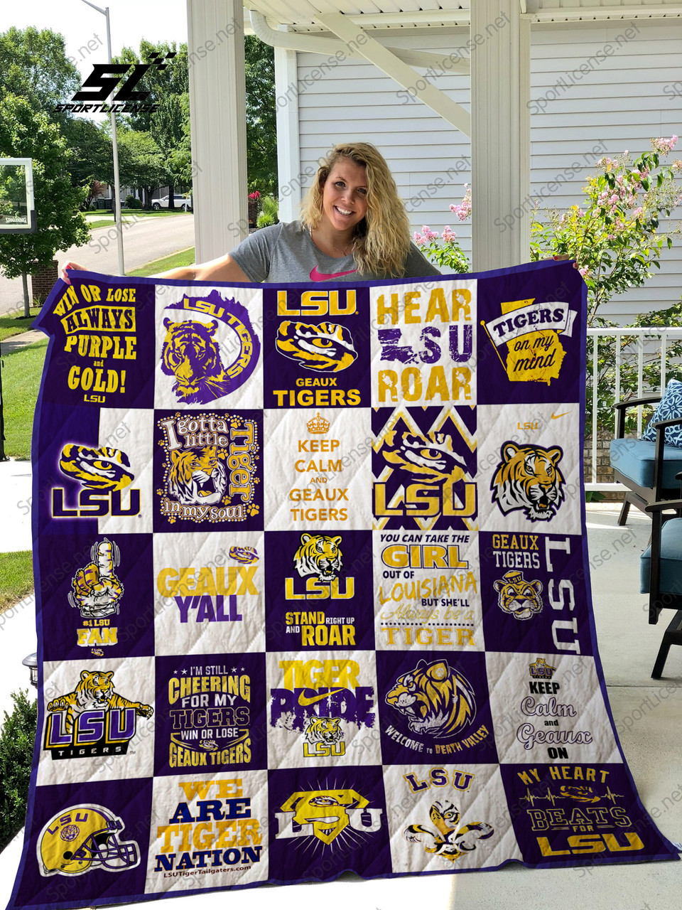 NCAA LSU Tigers White Quilt Blanket