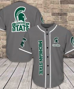 NCAA Michigan State Spartans Custom Name Gray Baseball Jersey