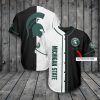 NCAA Michigan State Spartans Custom Name Black White Baseball Jersey