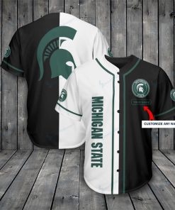 NCAA Michigan State Spartans Custom Name Black White Baseball Jersey