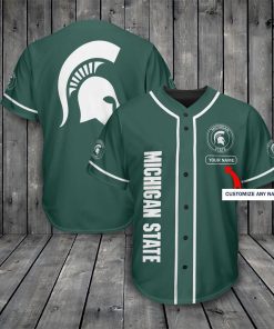 NCAA Michigan State Spartans Custom Name Green Baseball Jersey