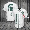 NCAA Michigan State Spartans Custom Name White Baseball Jersey