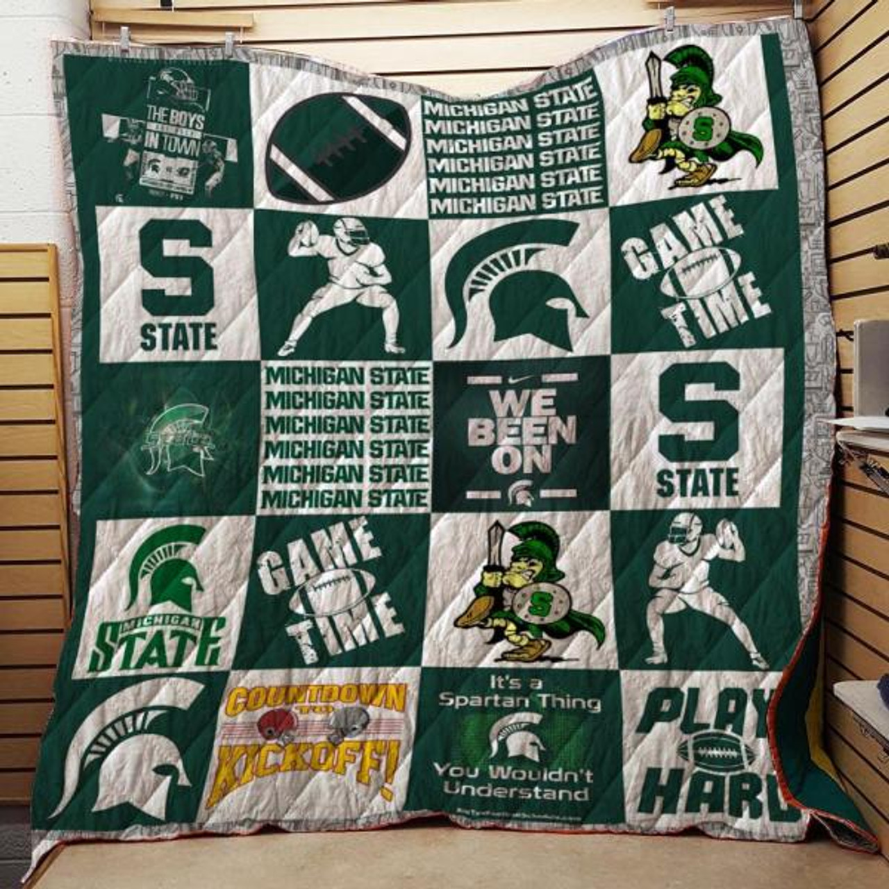 NCAA Michigan State Spartans Quilt Blanket V1