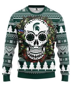 NCAA Michigan State Spartans Skull Flower Sweater