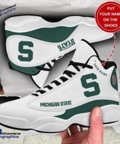 NCAA Michigan State Spartans Custom Name White Air Jordan 13 Shoes
