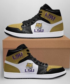 NCAA LSU Tigers Gold White Air Jordan 1 High Sneakers