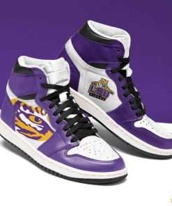 NCAA LSU Tigers Purple White Air Jordan 1 High Sneakers