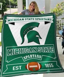 NCAA Michigan State Spartans EST 1855 Green Quilt Blanket