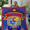 NCAA Kansas Jayhawks Blue Red Est 1890 Quilt Blanket