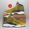 NCAA Notre Dame Fighting Irish Custom Name Gold Blue Air Jordan 13 Shoes
