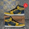 NCAA Notre Dame Fighting Irish Custom Name Blue Gold Air Jordan 1 High Sneakers