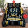 NCAA Notre Dame Fighting Irish Custom Name Blue Gold Bedding Set V4