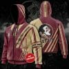 NCAA Florida State Seminoles Custom Name Garnet Gold Zip Up Hoodie V7