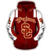 NCAA USC Trojans Cardinal White Zip Up Hoodie V3