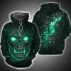 NCAA Oregon Ducks Green Black Skull Pullover Hoodie V3