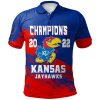 NCAA Kansas Jayhawks Blue Red Champions 2022 Polo Shirt