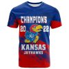 NCAA Kansas Jayhawks Blue Red Champions 2022 T-Shirt