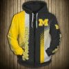 NCAA Michigan Wolverines Black Maize Zip Up Hoodie V2