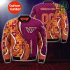 NCAA Virginia Tech Hokies Custom Number Maroon Orange Bomber Jacket V2