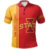 NCAA Iowa State Cyclones Custom Text Number Cardinal Orange Polo Shirt V4