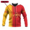 NCAA Iowa State Cyclones Custom Text Number Cardinal Orange Zip Up Hoodie V4