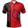 NCAA Louisville Cardinals Custom Text Number Red Black Polo Shirt V3