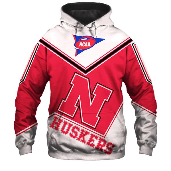 NCAA Nebraska Cornhuskers Red White Pullover Hoodie