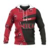 NCAA Northern Illinois Huskies Custom Text Red Black Zip Up Hoodie V3