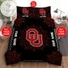 NCAA Oklahoma Sooners Custom Name Black Crimson Bedding Set V4