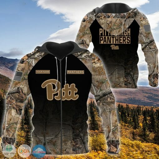 NCAA Pittsburgh Panthers Custom Name Black Forest Zip Up Hoodie