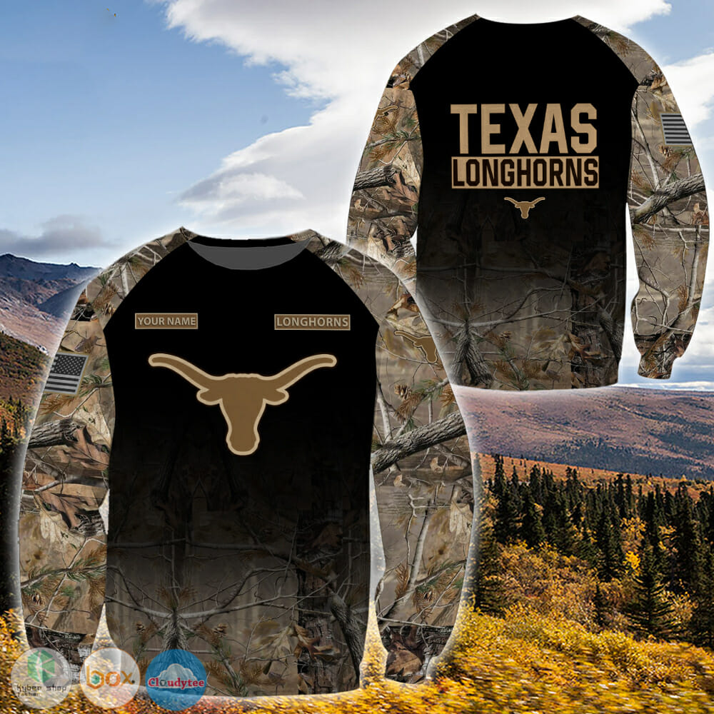 NCAA Texas Longhorns Custom Name Black Forest Sweatshirt NCAA Texas Longhorns Custom Name Black Forest Sweatshirt