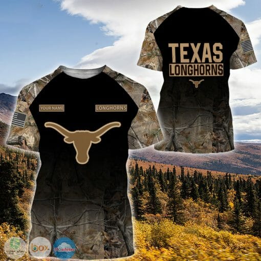 NCAA Texas Longhorns Custom Name Black Forest T-Shirt